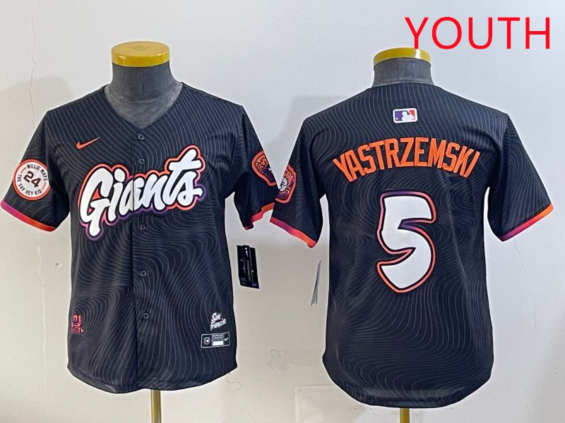 Youth San Francisco Giants #5 Yastrzemski Black Joint Name 2025 Nike MLB Jersey style 32